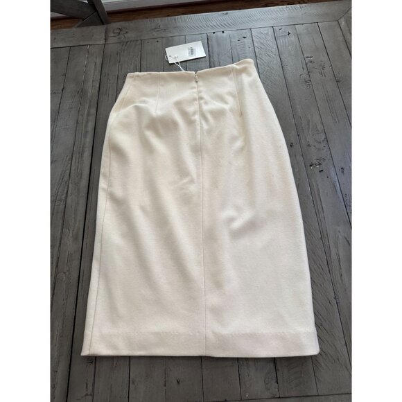 NWT $635 MaxMara White Knitted Wool Pencil Midi Skirt Leather Trim Size 42 / 8 - Picture 5 of 5